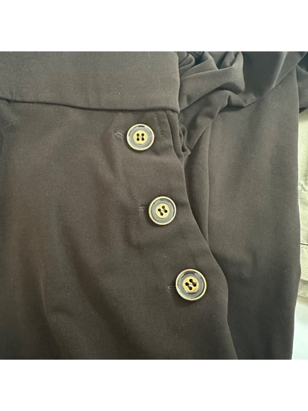 Susan Graver Liquid Knit Brown Button Detail Nautical Pants  Size 2XP Career - Picture 9 of 9